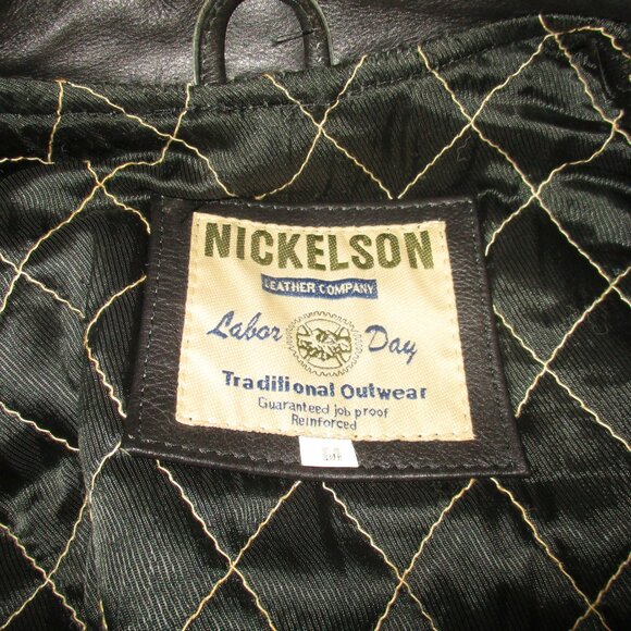 Nickelson Vintage 1990s Fringe Motocycle Biker Insolater Leather Jacket Size M - Picture 3 of 6